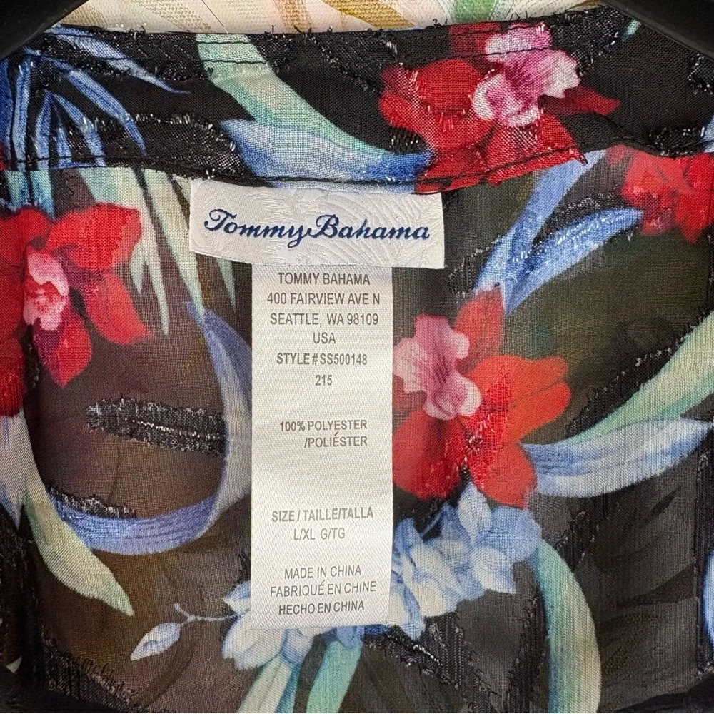 Tommy Bahama Black Floral Lace-Up Swim Coverup